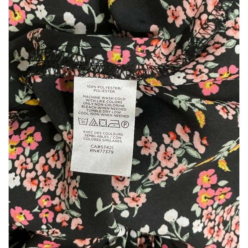 LOFT Floral Ruffle Sleeve V-Neck Pullover Blouse Sleeveless Size Small